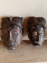 Masques Yoruba jumeaux en bois ancestral