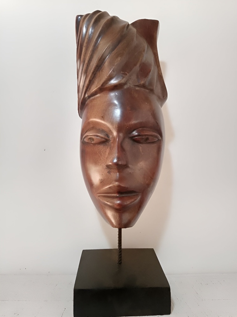 Masque Homme en Bois Ébène, Sculpture Artisanale