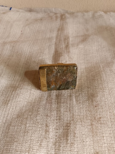 Bague en Bronze et Agate avec Douceur Dorée