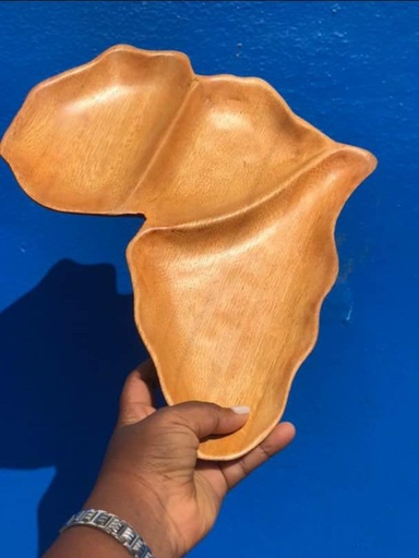 Plat en bois Afrique à 3 compartiments